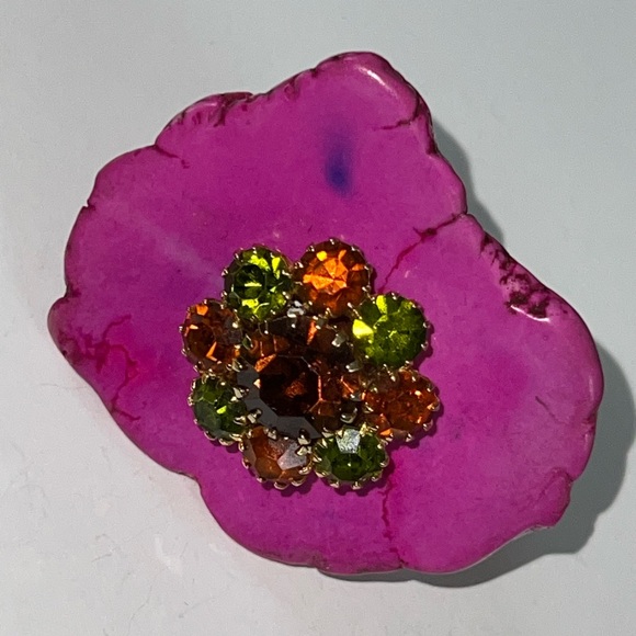 Chunky Freeform Slab Statement HUGE RING Pink Fashion glam fun stone gem rock - Picture 3 of 6